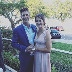 Lulu’s blush maxi dress with slit